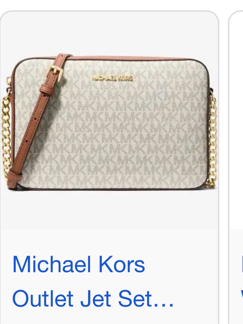 Michael Kors Vanilla Signature Crossbody with Brown Trim and Gold Hardware